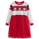 Disney (DISNEY) children's clothing children's girls woolen long-sleeved dress mesh New Year's red skirt 23 winter DB341RE02 red 120
