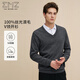 EMZ Ordos 100% mercerized Australian wool new autumn men's pure wool V-neck sweater