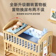 Angi-Baby-Krippe Massivholz lackfreies Babybett Spleißen großes Bett Multifunktionales Neugeborenes BB Shaker Bewegbares Kinderbettbett + braune Matte + Krone Fünf-teiliger Blue Classic Bär