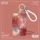 Qi Shiyan under the moonlight camellia rose 2 color rice card cover high-value ins bus card cover student campus card cover B878_retro flower single-sided pattern card cover + white leather rope