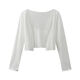Mu yoyu trug Strickjackenschal für Frauen in der Sommerbluse, dünnes heißes Mädchen trug einen kleinen Mantel für Frühlings- und frühen Herbstduft 9923 Weiß - Bauchabdeckung Top M- Bauchabdeckung Top