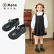 Terranis meta autumn new girls non-slip soft sole black performance shoes, comfortable and wear-resistant children's leather shoes, black 30, inner length 18.5cm, suitable for feet 17.5cm long
