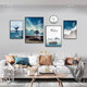 Mohu (mohu) living room decoration painting sofa background wall mural modern simple landscape landscape painting TV wall high-end new style hanging painting Haikuotian 15934 (including wall clock) Art crystal porcelain combination-black frame