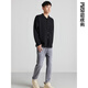 PTIMISTIC ATTITUDE（OPTIMISTIC ATTITUDE）Public men’s clothing spring and autumn new simple and versatile lapel jacket men’s fashionable high-end light luxury knitted cardigan black S