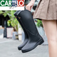 卡帝乐鳄鱼（CARTELO）日系女士雨靴夏季雨鞋女款赶海水鞋高筒防水防滑时尚外穿胶鞋软底 689黑色 建议拍大一码 38