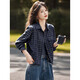 Awakening Paradise autumn retro temperament versatile layering soft plaid long-sleeved shirt navy plaid M