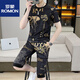 ROMON 2025 new personalized elephant printed short-sleeved T-shirt sports suit men's summer fashion brand casual two-piece set men's clothing 826 elephant white M