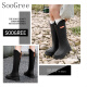 Soogree Regenstiefel für Frauen Erwachsene hohe Röhrchen Regenstiefel modische wasserdichte, rutschfeste Kleidung-resistente Gummischuhe dicker Sohle langer Röhrchen Wasserschuhe Ritterregen Regenstiefel
