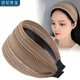 DING FEI middle-aged and elderly headbands, wide-brimmed, simple, toothed, non-slip hairpins, temperament, hollow hairbands to cover gray hair and broken hair, women's black-leaf pattern headbands A27-109