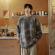 NEW OR MODE American round neck sweater for men in autumn and winter new loose and versatile retro high-end tie-dye fashion brand casual knitted sweater gray 2XL