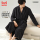 Catman Warm Plush Pajamas Men's Couple Pajamas Women's Autumn and Winter Striped Extra Long Warm Simple Bathrobe Gray