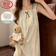 Langsha summer nightgown for women with chest pad thin suspender pajamas sleeveless sweet girl can wear Valentine's Day ladies home clothes