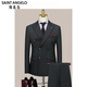Annunciation Bird Haute Couture Suit Men's Double-breasted High-end Business Slim Formal Wear Groom Wedding Dress Handsome Suit Black (suit + trousers) M