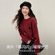 Shandubila New Year Red Sheep Wool Thick Sweater Women's Winter Warm Round Neck Sweater Age-Reducing Strawberry Sequins Loose Top