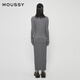 moussy 新品简约风淑女H型长款针织连衣裙010HA673-7891 160灰色 M
