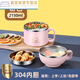 Tazón de fideos Gran tamaño 2000 ml engrosado 304 Caja de aislamiento de acero inoxidable Lunch Box Gran capacidad Copa de comida rápida Estudiante 304 Noche oscura Vajilla negra + bolsa de aislamiento