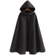 Wooden flute wizard black cloak niche loose slit dark windbreaker cloak personality mysterious smock robe with hood black L