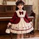 Kafanli (KafanIi) Girls Lolita Princess Dress 25 New Children's Birthday Dress Western Style Baby Girl Dress Autumn and Winter Burgundy 265 Velvet No Accessories 150 cm