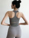 Minghuitong a prueba de choque Sports Sports Training Strong Women Song Simting Fitness Entrenamiento de fitness But de ropa de yoga con red de ropa interior de la almohadilla de cofre DX16837 Folleto verde manga corta S