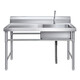304 stainless steel dishwashing basin, dishwashing, laundry stand, sink, hotel commercial single and double platform pool, vegetable cutting pool, extra thick 100*50*80 single pool right platform