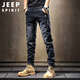 JEEP SPIRIT Jeep jeans men's autumn and winter elastic slim casual pants new retro resurgence pants black 33