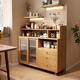 First Forest Japanese sideboard with wall integrated solid wood living room tea cabinet kitchen storage cabinet storage cabinet walnut color 100*36 microwave oven assembly-with installation tools-installation video