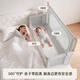 
RESFOR Crib Medium Bed Baby Bed Fence Portable Anti-pressure Bed Newborn Multifunctional Splicing Adult Bed Bed Mica Gray丨Midbed + Mosquito Net 1.5 meters (can be lifted)