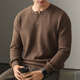 New Balance high-end lazy style heavy sweater men's trendy brand loose autumn and winter Henry collar casual simple warm sweater for men brown L