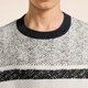 Sketch men's autumn and winter new casual loose sweater striped round neck pullover college retro design trendy top 098 black and gray combination S