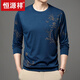 Hengyuanxiang seda de hielo de verano para hombres camiseta de manga larga cuello redondo 2024 nueva camiseta de la base de hombres de mediana edad.
