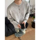 Chestnut Gray American Henley Collar Sweater Men's Autumn and Winter Premium Lazy Style Bottoming Sweater Cleanfit Inside 1961-Light Gray XL (Recommended 115-135 Jin Jin equals 0.5 kg)