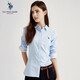 U.S. POLO ASSN. Long-sleeved shirt for women, solid color, anti-exposure, business casual, pure cotton white shirt, spring and autumn commuting lapel, women's coat top