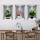 Liuhui three-dimensional high-definition stickers of plants and flowers 3D effect potted aisles and stairs decorative paintings hotel restaurant walls white frame 3D camellia flowers and birds large size: width 60*height 90cm