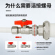 XMSJ full-thick aluminum-plastic pipe clamp sleeve inner wire active ball valve solar energy 1216/1620/2025 floor heating pipe valve 12163/4 inner teeth (copper ball copper rod yellow handle)