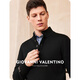 卓凡尼·华伦天奴（GIOVANNI VALENTINO）纯羊毛半开领套头毛衣针织衫男装男款半高领羊毛衫 黑色 XL 