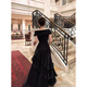GJFDGood Job Rubens Holiday French black one-shoulder light luxury dress niche dress fishtail skirt porcelain black L