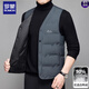 ROMON men's V-neck white duck down vest vest in autumn and winter daddy's outfit warm sleeveless vest top men's jacket 9904 black 170/M