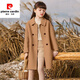 Pierre Cardin girls double-sided woolen coat 2023 autumn and winter new style children's lapel velvet coat medium and large children's woolen coat khaki 160