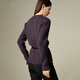 Late White Exclusive 2025 Winter Fashion Casual Sweater Solid Color Wool Sweater for Women Without Belt Purple S