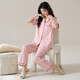 2025 New Pajamas Women Summer Short Sleeve Cotton Suit Cardigan Cute Summer Pants Cartoon Casual Season Home Clothes 9737 Pink XL 120-140Jin Jin is equal to 0.5 kg