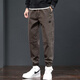 Zhenweis Pantalon décontracté printanière et automne Nouvelle marque de travail à la mode vêtements de travail pantalon harem lâches Lignes sport pantalons longs hommes 689 chameau + 689 gris foncé M