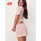 H&M Women's Fall 2025 New Shirt Style Pajamas and Shorts Set 1173636 Soft Pink XXS 150_76_