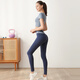 Hui'ang Sports Suit Women's Yoga Wear Women's Running Fitness Wear Quick-Drying T-shirt with Breast Pad Color-blocking Short Sleeve Pants Blue M