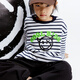Little MO&Co. Children's clothing autumn new style pure cotton striped graffiti long-sleeved T-shirt for boys and girls KBD3TEE019 blue and white stripes 120 120/60