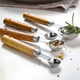 Pudding wooden handle stainless steel coffee measuring spoon 5/15ml baking measuring spoon set milk powder spoon seasoning scale measuring cup household 5ml-measuring spoon-gold