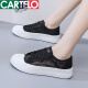 卡帝乐鳄鱼（CARTELO）2025年夏季新品网面网鞋夏款小白女鞋帆布鞋薄款百搭春秋透气板鞋 9902黑色 35