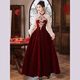 Li Baixin Chinese style cheongsam toasting dress 2025 new bride wedding luxury autumn and winter red wedding dress engagement dress spring burgundy long style XL recommended 110-120Jin Jin equals 0.5 kg