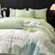 Mercury series home textiles high-end A-class milk velvet embroidered bed four-piece set winter thickened baby velvet cover bed linen bedding 4 winter thickened milk velvet-Qilly-Fanxinglan 2.0-meter bed sheet four-piece set-quilt cover 220x240