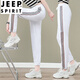 JEEP SPIRIT冰丝女裤子夏季2024新款女士运动休闲裤薄款速干束脚哈伦裤 5633-6#白色 673/白色 3XL 建议140-160斤