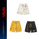 NASALIKE official full-print graffiti shorts men's summer casual shorts beach large pants men's sports breathable cotton pants white XL (recommended 129-145Jin Jin equals 0.5 kg)